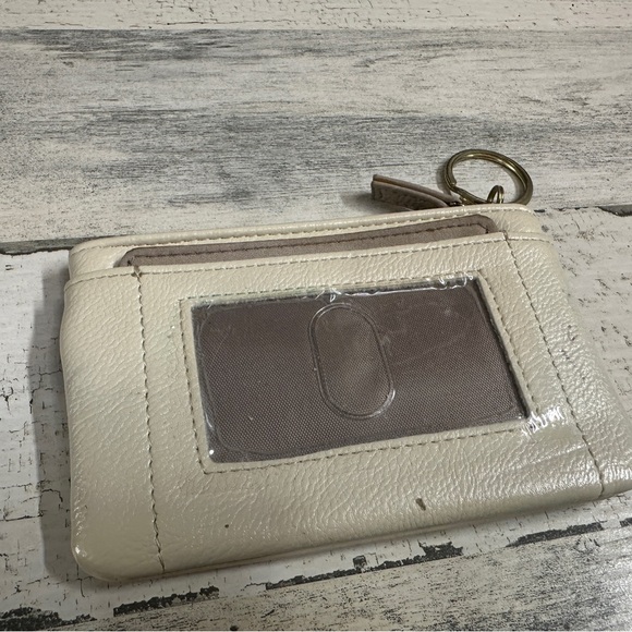 Cream Leather Zip Wallet Coin Purse Cardholder - Picture 3 of 7